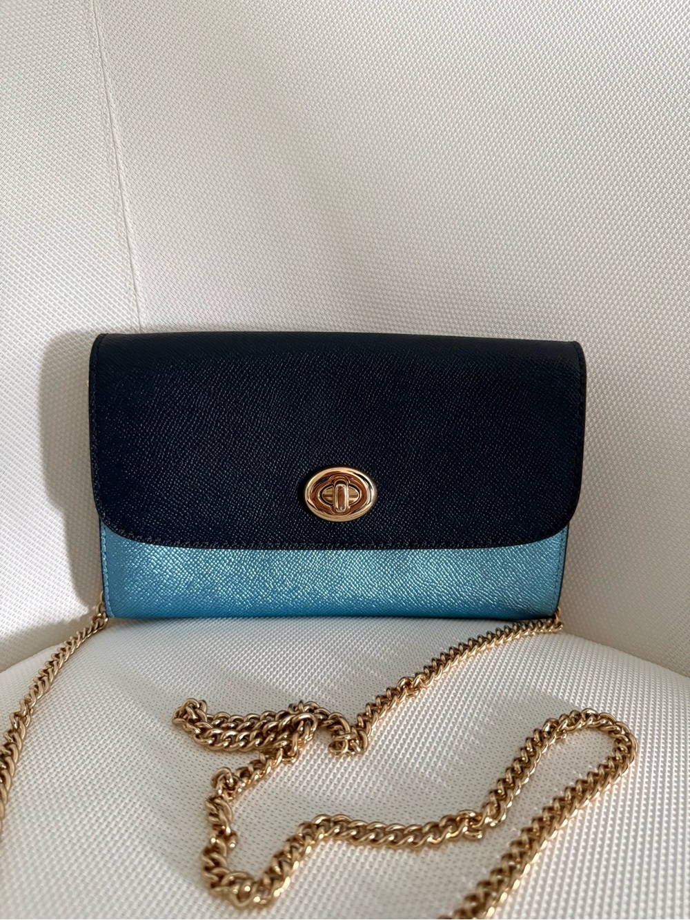 Coach Two-Tone Blue Leather Crossbody Purse